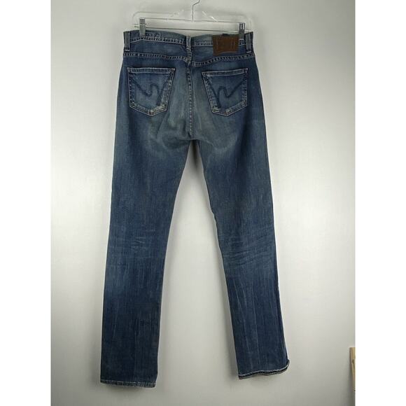Citizens Of Humanity Dark Straight Leg Bootcut Blue Jeans Size 28X 32 (1059) - Picture 1 of 16